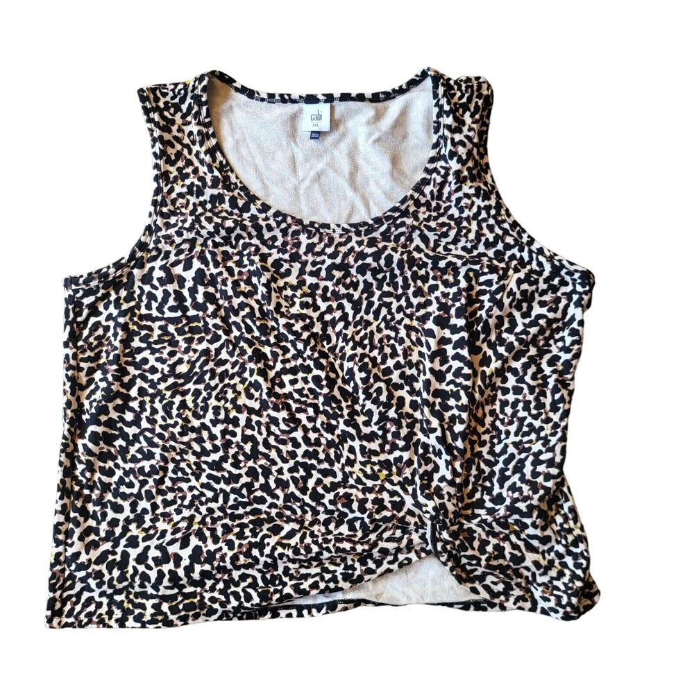 Cabi Tank Topโ XXL Womens Plus Size Black White Gold Animal Print Pullover